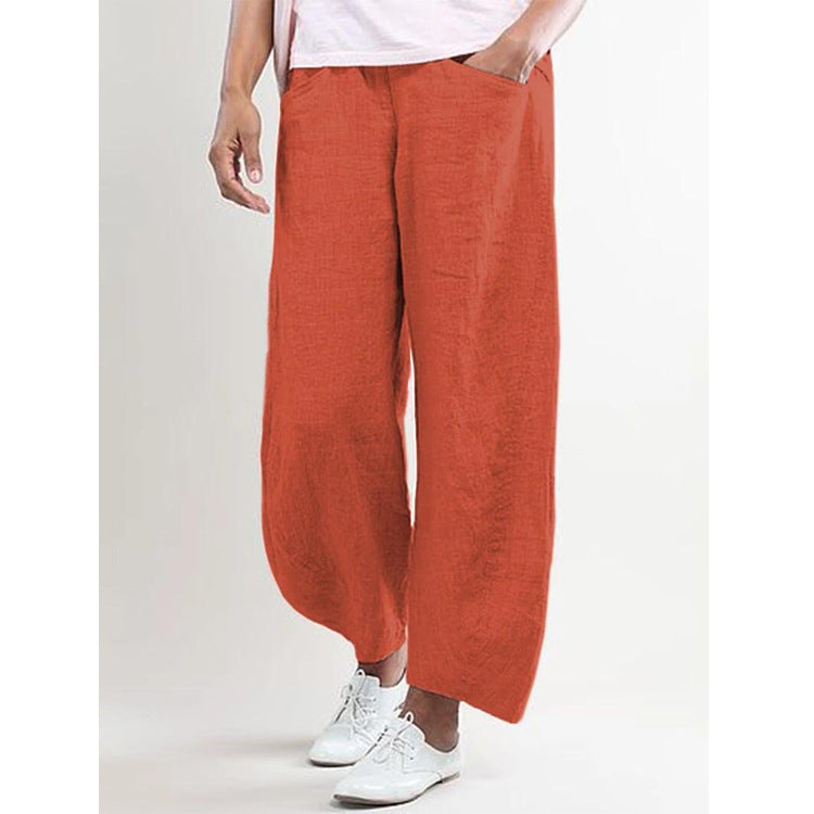 Cotton And Linen Trendy Trousers Wide-leg Casual Pants