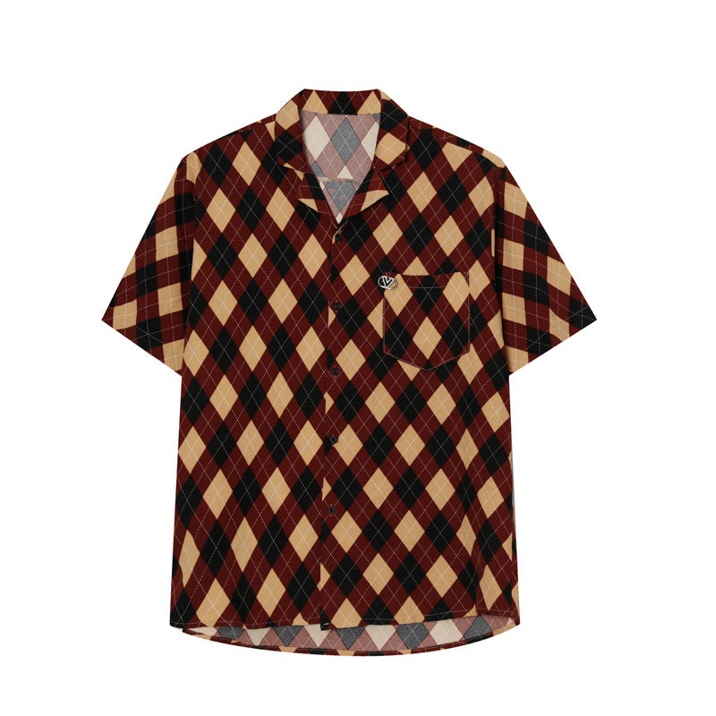 Ancient Hit Color Plaid Summer Shirt Men's