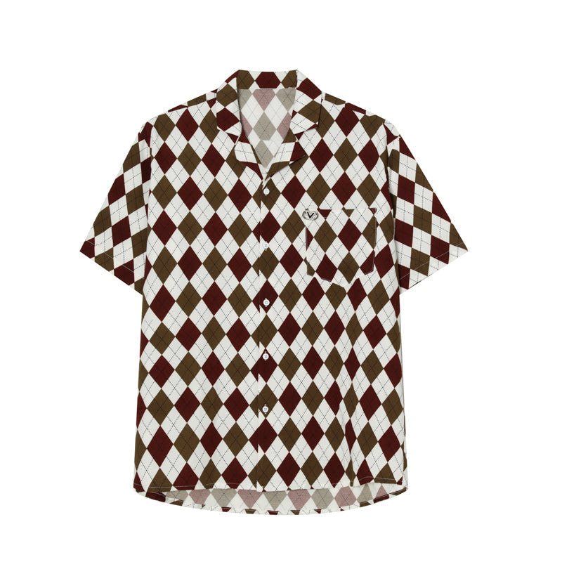 Ancient Hit Color Plaid Summer Shirt Men's