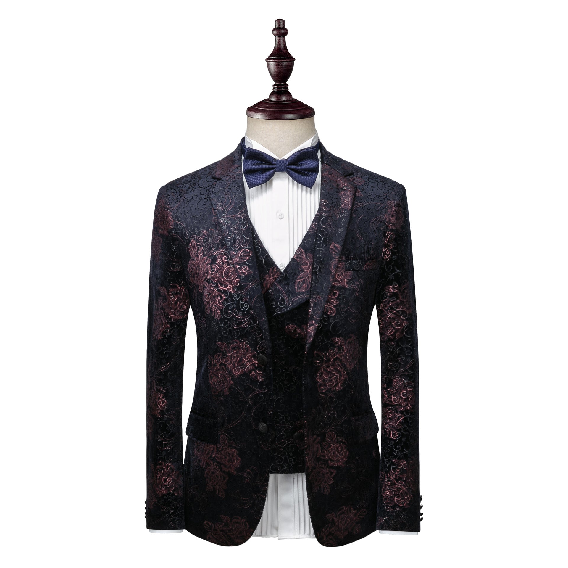 Two-Button Velvet Printed Suit Three-Piece Cross-Border Men's Business Suit