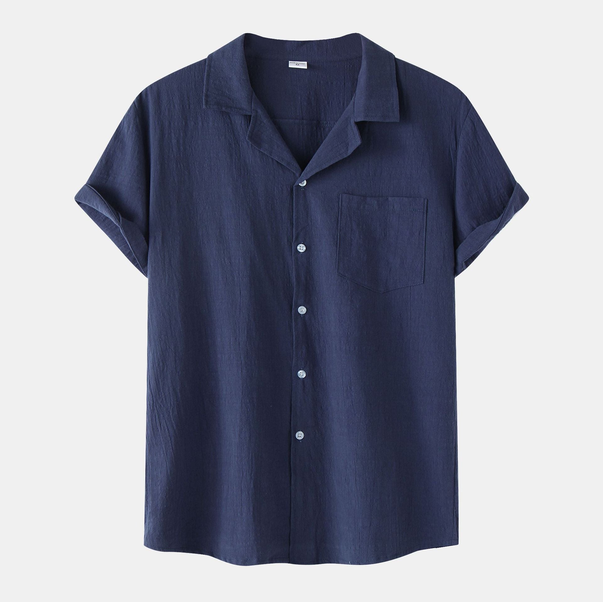 New Summer Cotton And Linen Short Sleeved Shirt Men