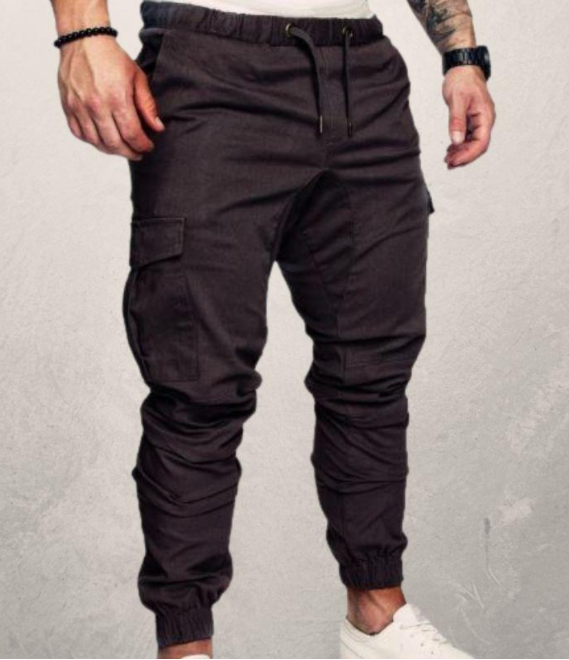 Pantalones casuales tejidos con cordón para hombre