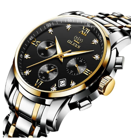 Chronograph Stainless Steel Waterproof Quartz Wrist watches