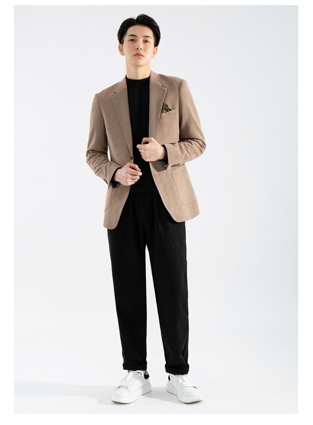 Men's Korean Fashion Slim Fit Single Breasted Leisure Business Coat