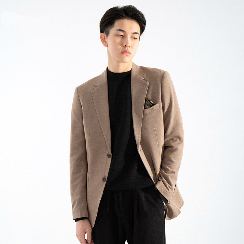 Men's Korean Fashion Slim Fit Single Breasted Leisure Business Coat