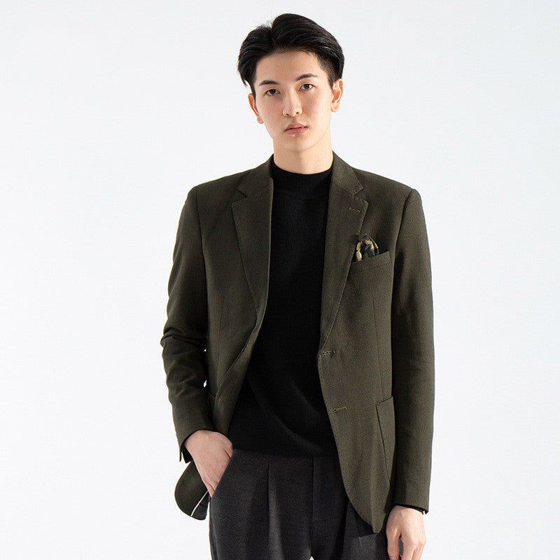 Men's Korean Fashion Slim Fit Single Breasted Leisure Business Coat