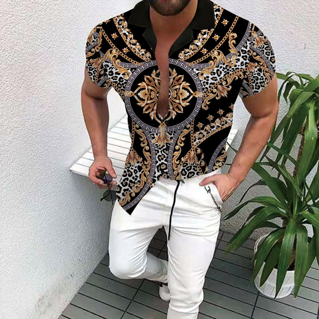 Printed Short sleeve shirt men