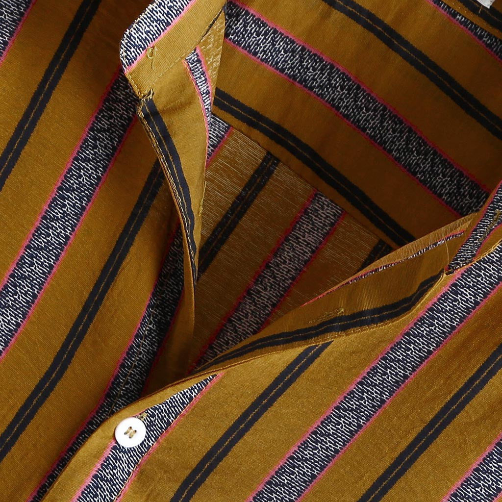 Loose Large Size Lapel Yellow Striped Shirt