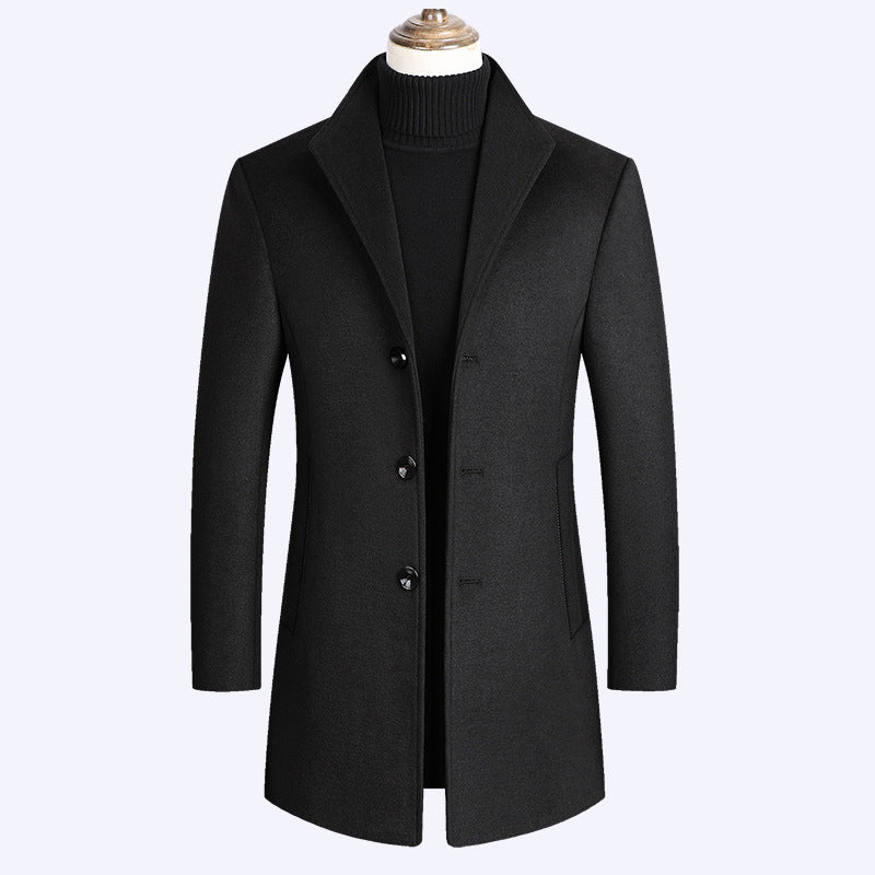 Woolen Coat Men Autumn And Winter Middle-Aged trench coat