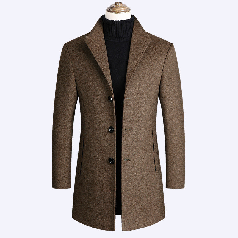 Woolen Coat Men Autumn And Winter Middle-Aged trench coat