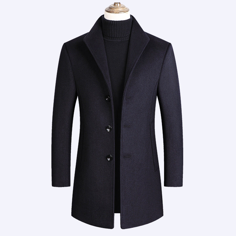 Woolen Coat Men Autumn And Winter Middle-Aged trench coat