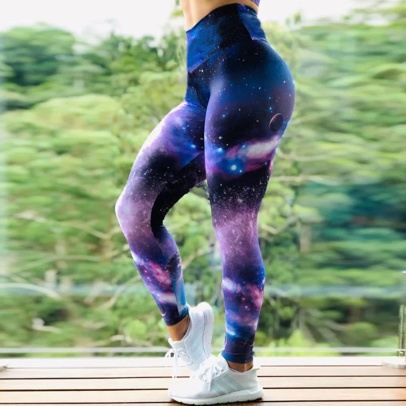 Training Abstract Ink Pattern High Waist Yoga Leggings