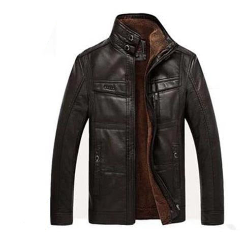 Men's Oblique Zipper Winter Down Biker leather Jacket