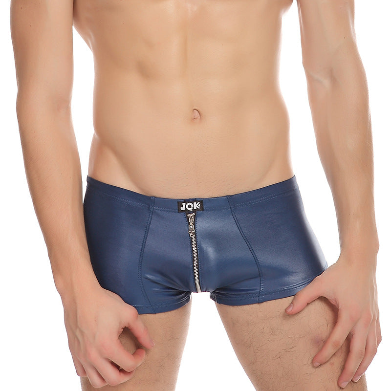 Men'S Stage Boxer Panties Sexy Men'S Imitation Leather Panties