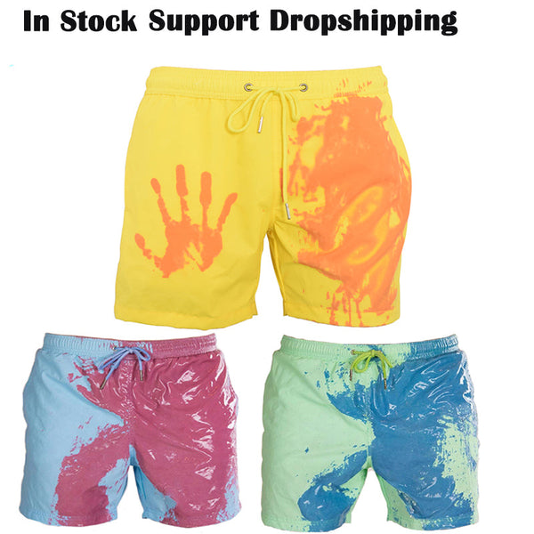 Magical Color Change Beach Shorts Summer Men Swimming Trunks