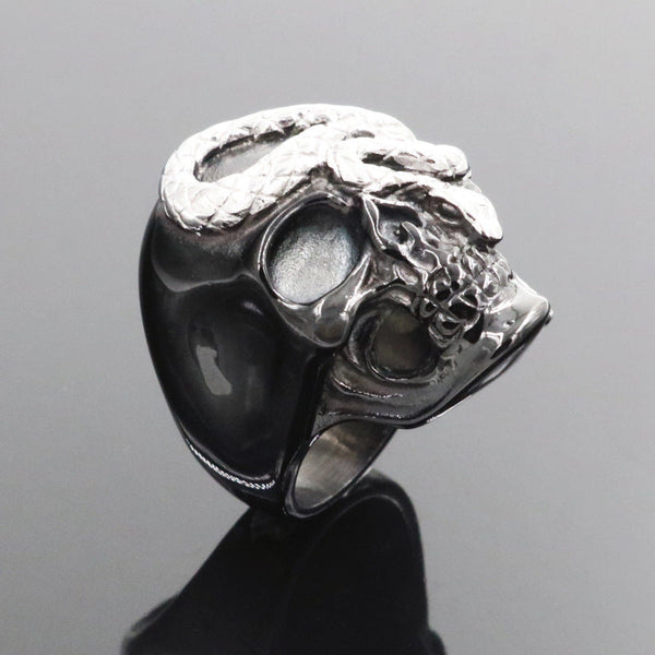 Black Snake Skull Rings For Men