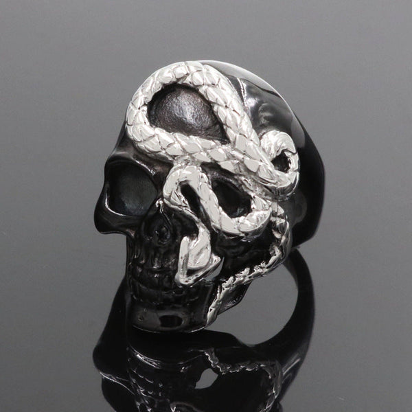 Black Snake Skull Rings For Men