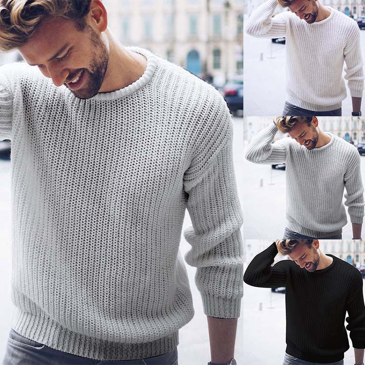 Men's Casual Solid Color Sweater Knitting