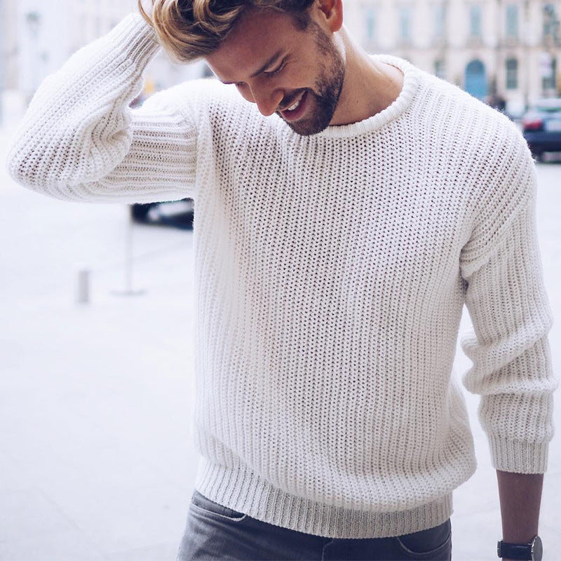 Men's Casual Solid Color Sweater Knitting