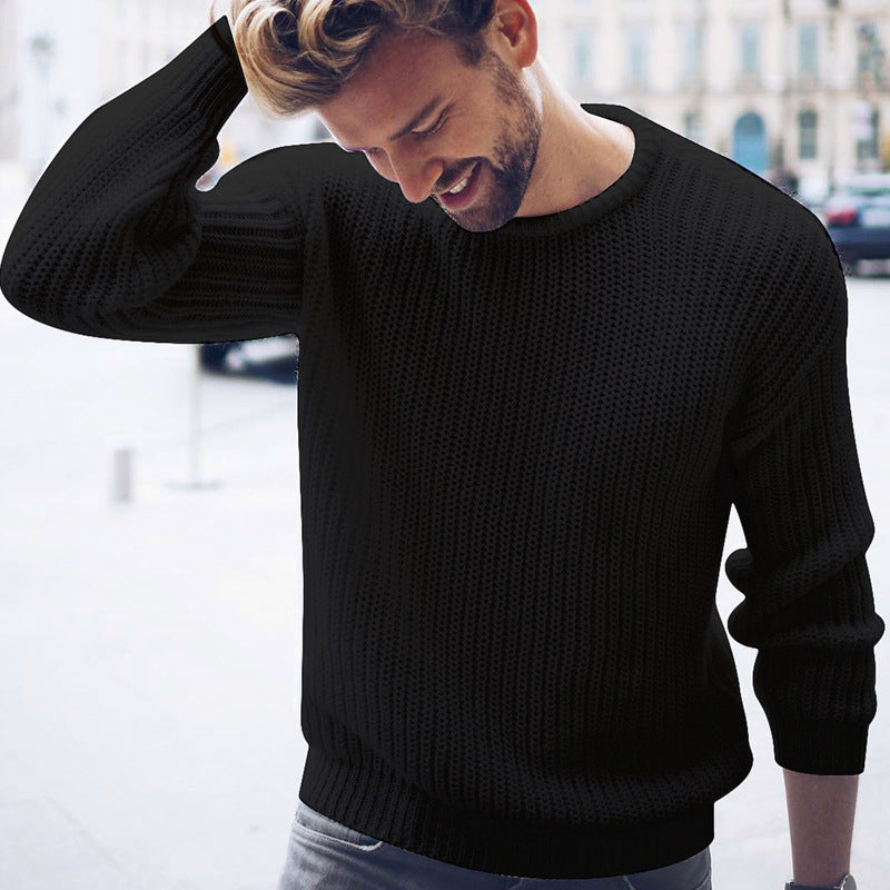 Men's Casual Solid Color Sweater Knitting