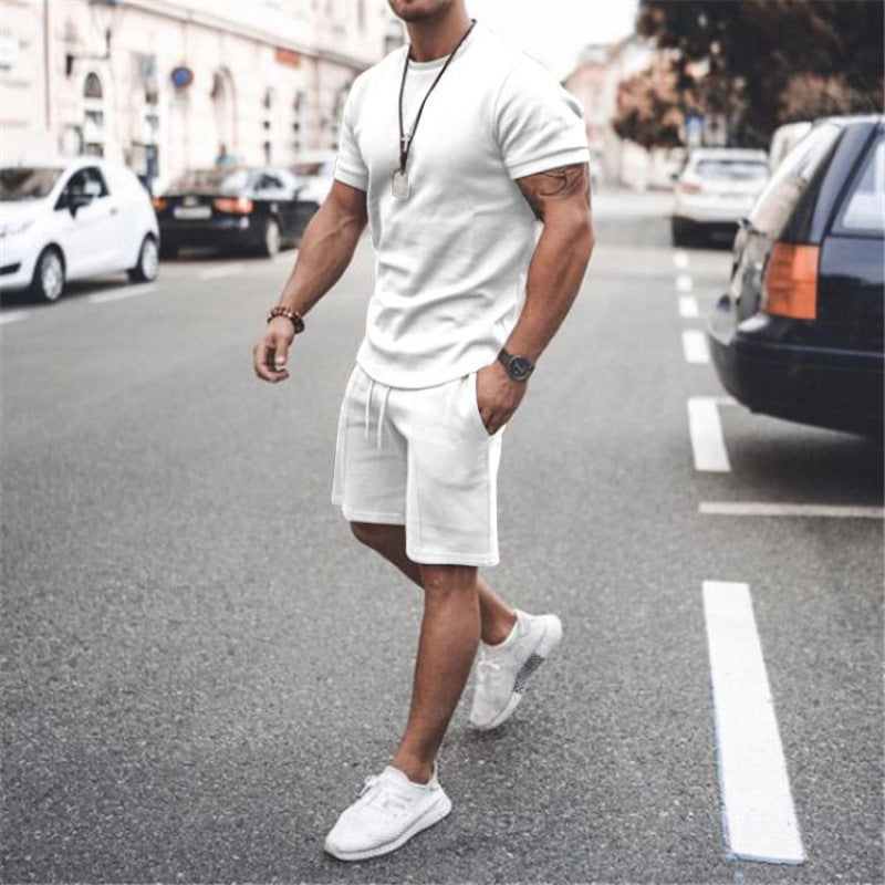 Short Sleeve Shorts Two-Piece Sports And Leisure summer suit for men