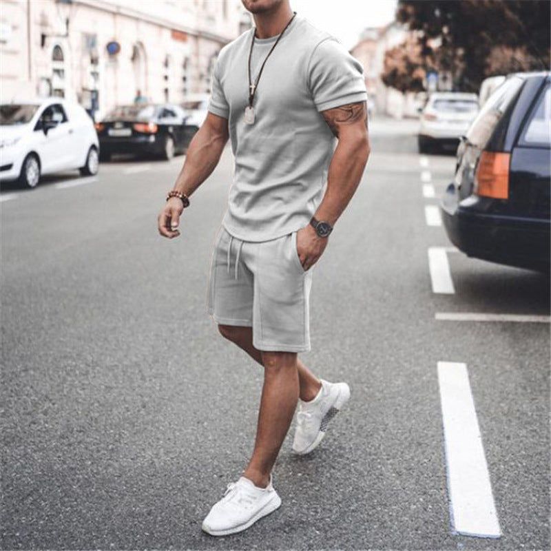 Short Sleeve Shorts Two-Piece Sports And Leisure summer suit for men