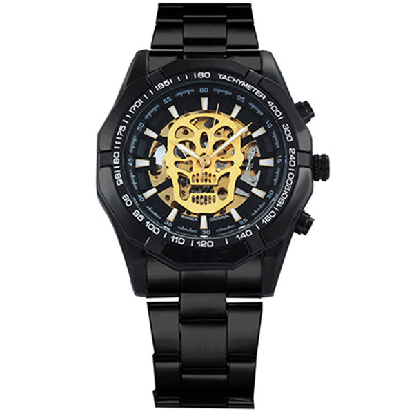 Automatic GOLD Steel Strap Skeleton Watch