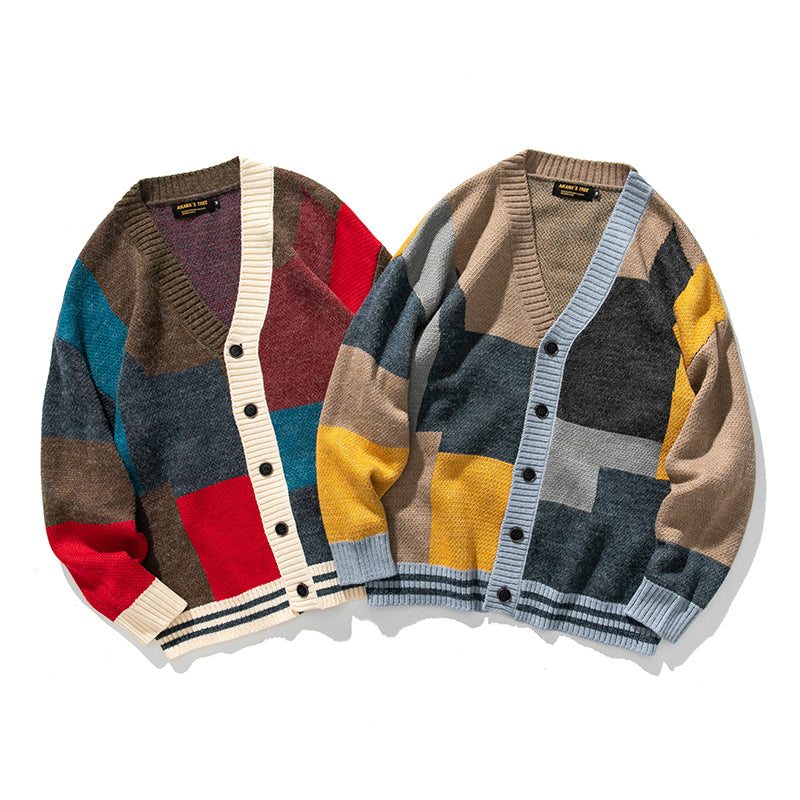 Colorblock Cardigan Sweater Men