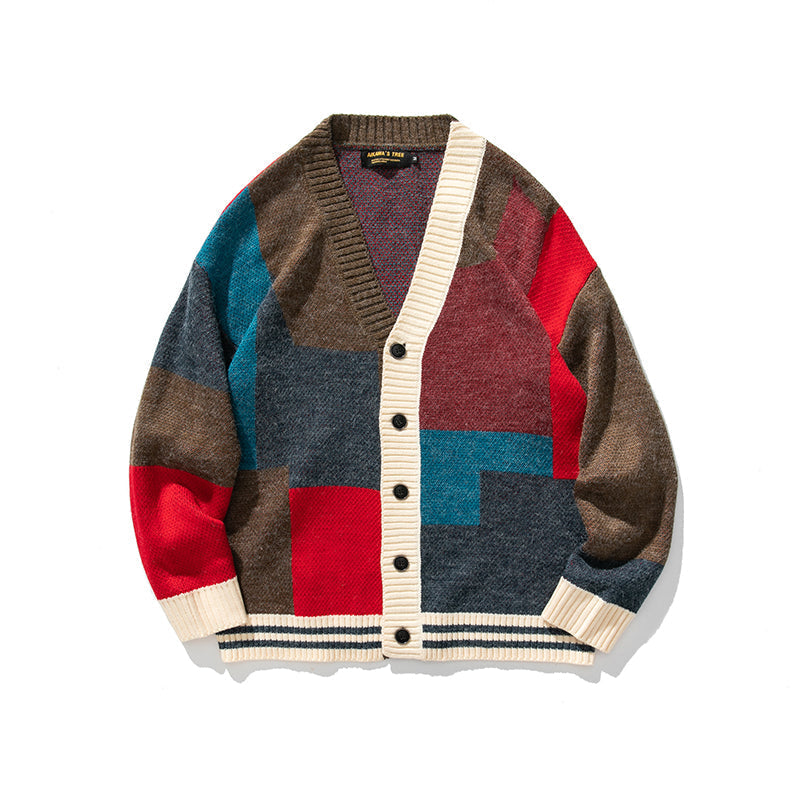 Colorblock Cardigan Sweater Men