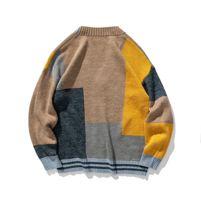 Colorblock Cardigan Sweater Men