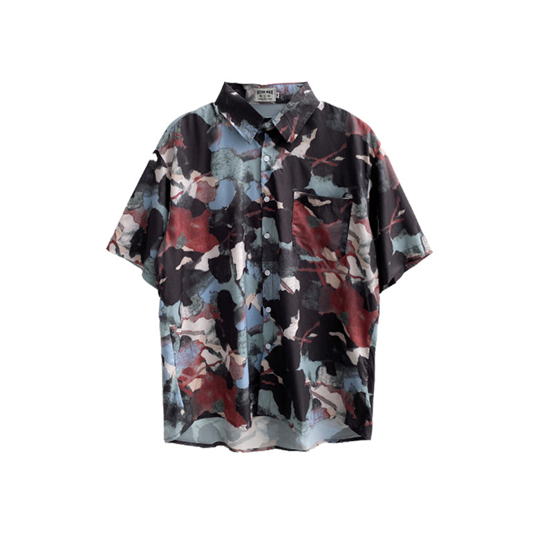 Oil Painting Pattern Summer Flower Shirt Men