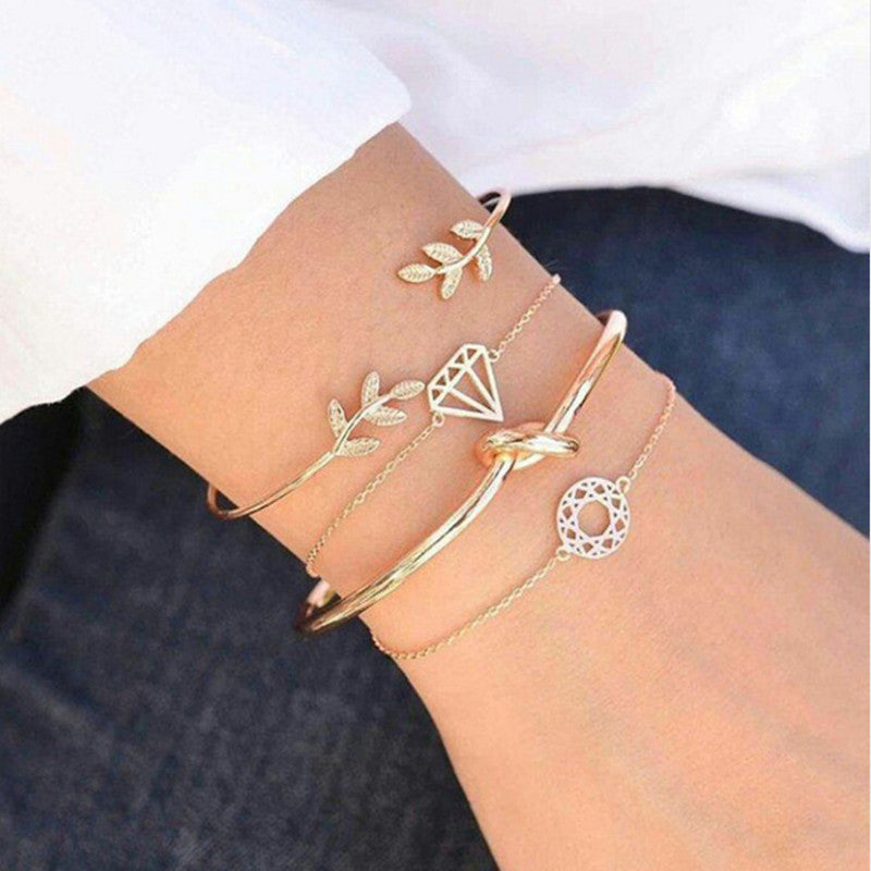 Personality Knotted Circle Diamond Arrow Bracelet