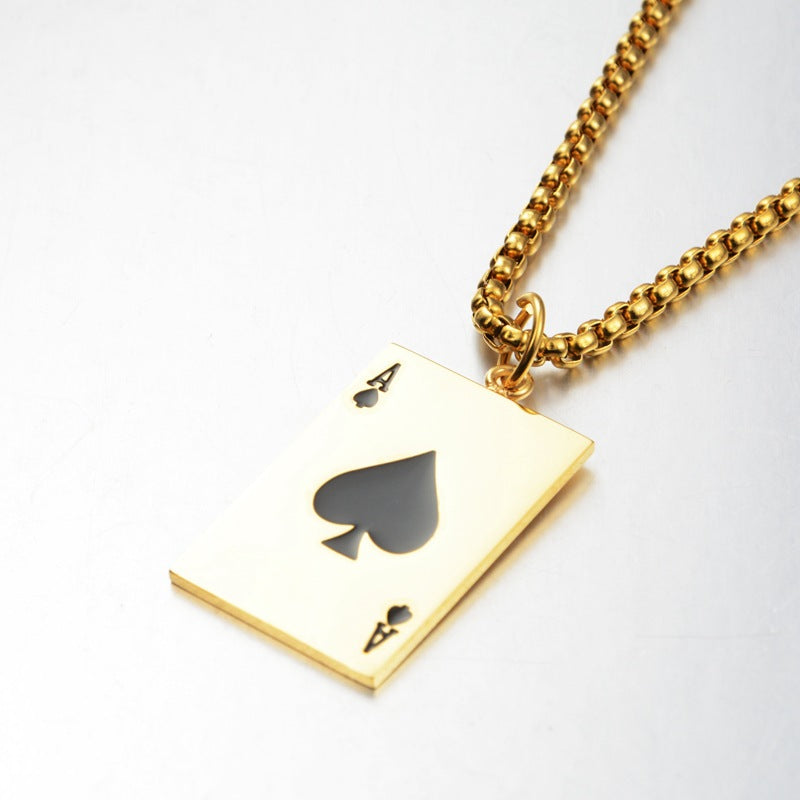 Cards Titanium Steel Necklace