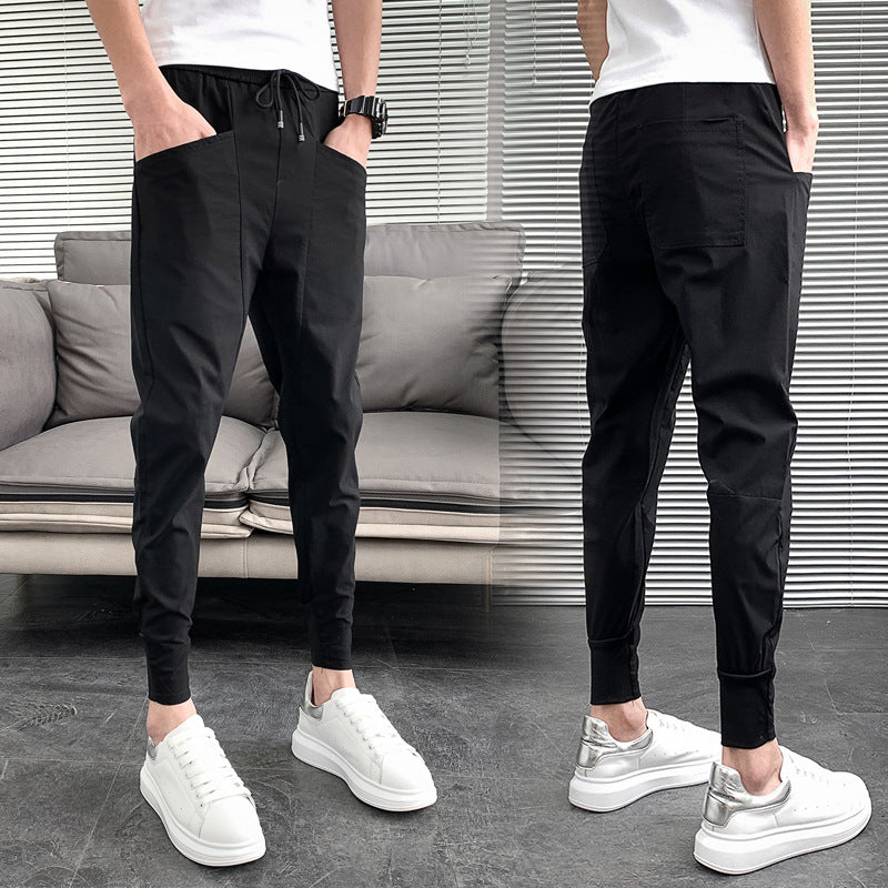 Slim Trousers Solid Color Harlan Trousers