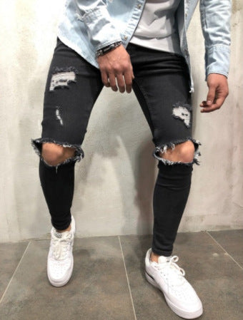 Men's hole jeans