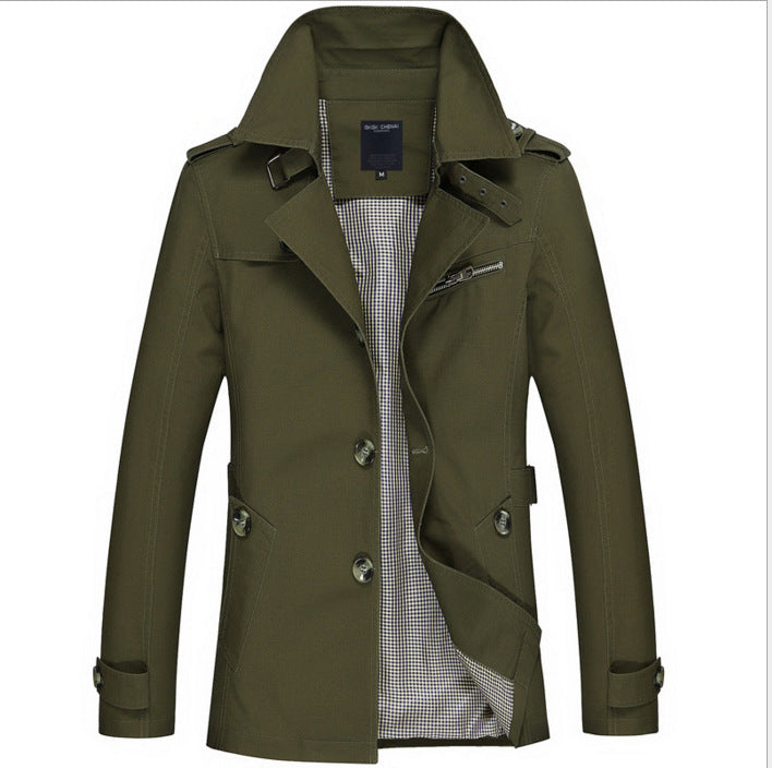 Fashionable And Simple Men's Mid-length Windbreaker Jacket