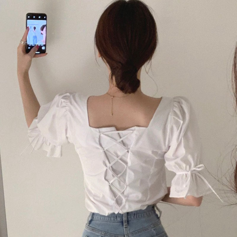 Lace-up Top Clavicle Back