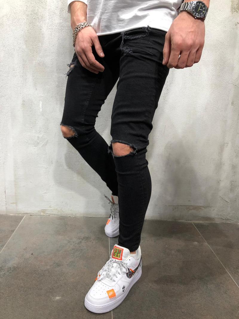 Men's Ripped Straight Leg Jeans