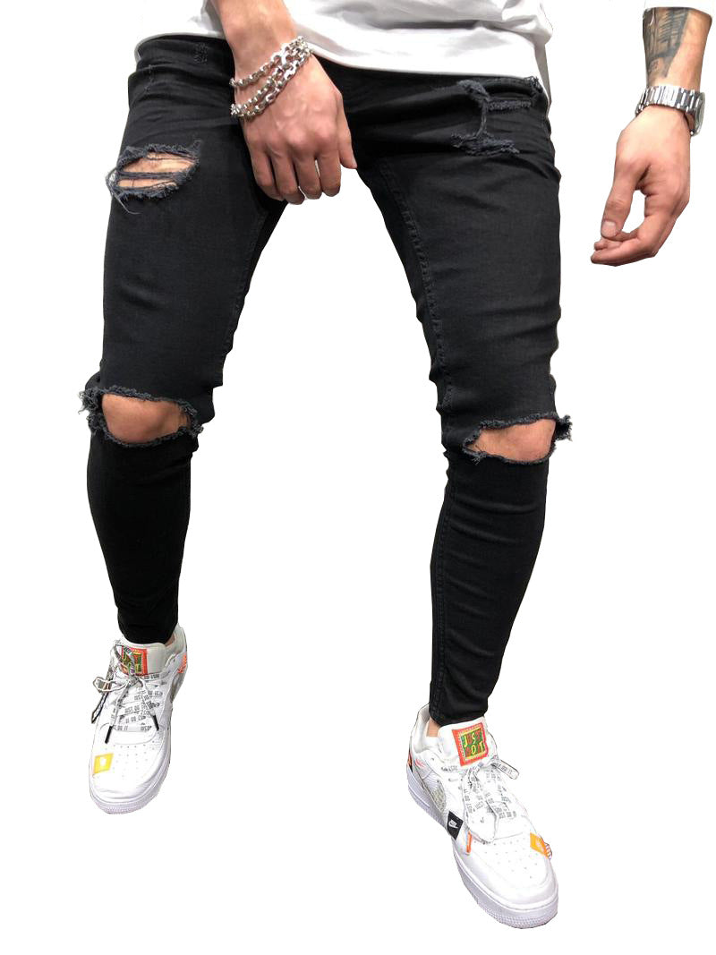 Men's Ripped Straight Leg Jeans