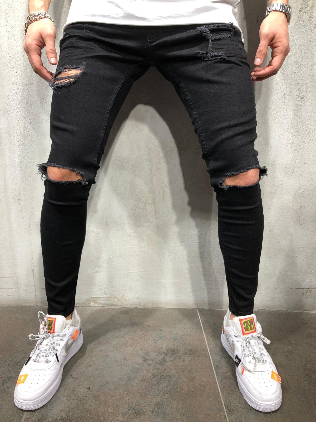 Men's Ripped Straight Leg Jeans