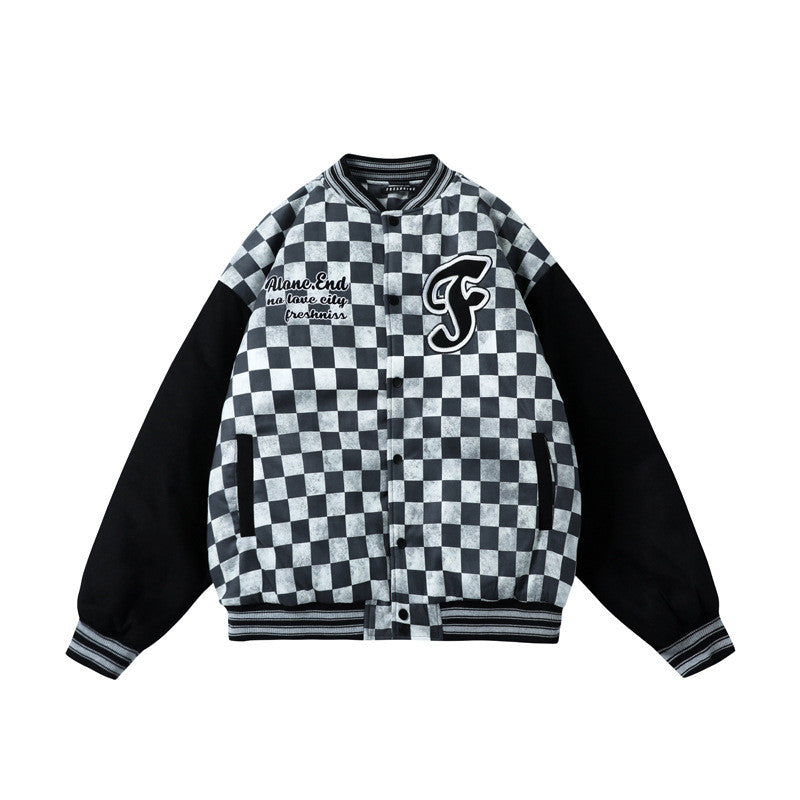 Plaid Casual Cotton Jacket Thickened Quilted Baseball Uniform