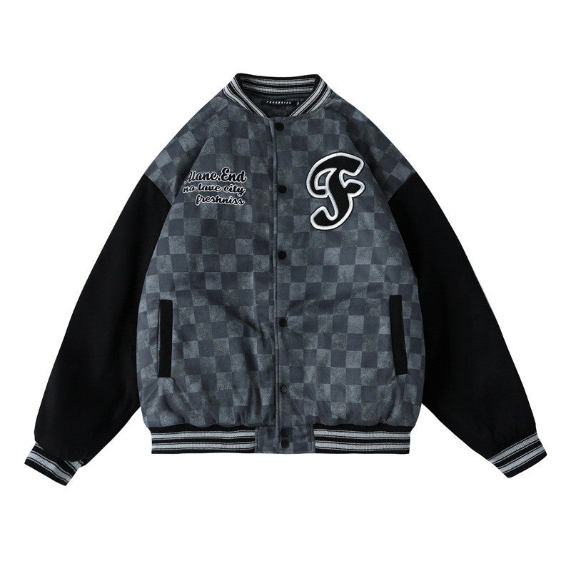 Plaid Casual Cotton Jacket Thickened Quilted Baseball Uniform