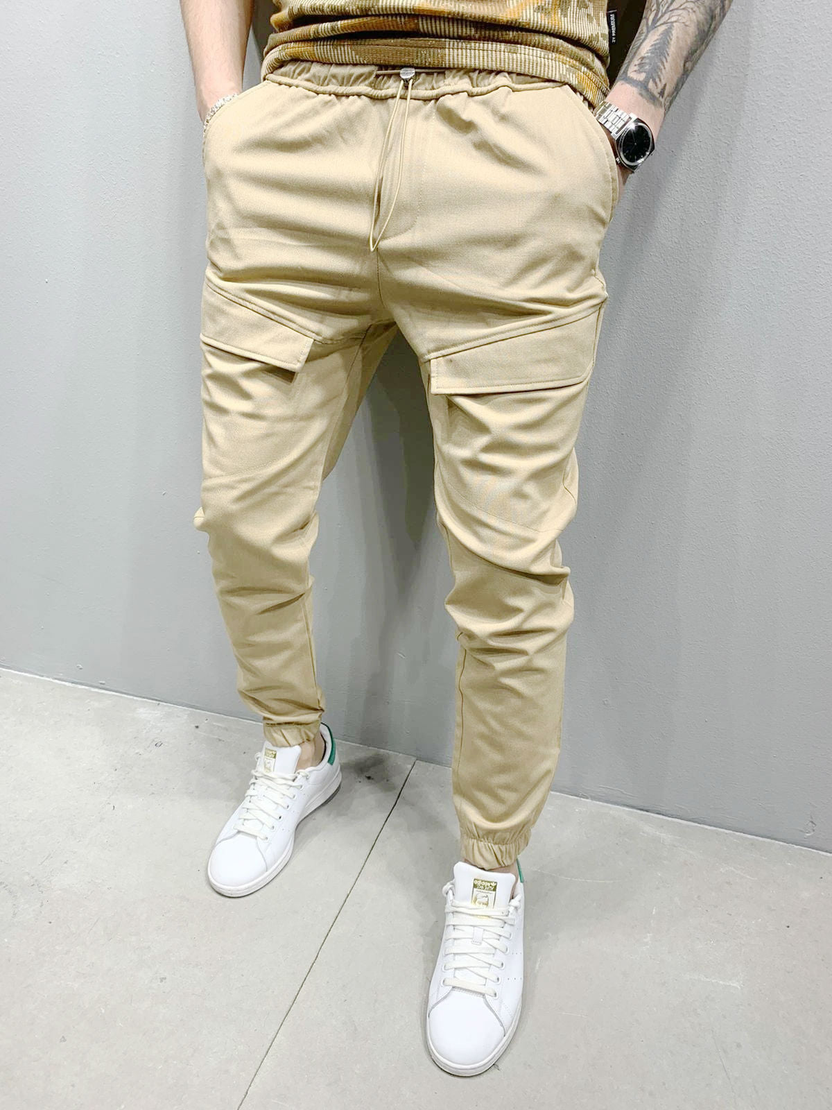 Men's Casual Trousers With Tie Rope Woven