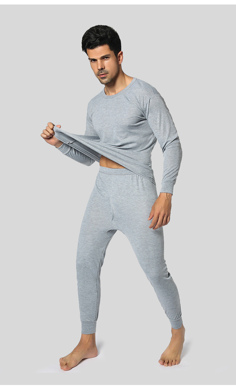 Thermal Underwear Suit Men's Round Neck Polyester Thin