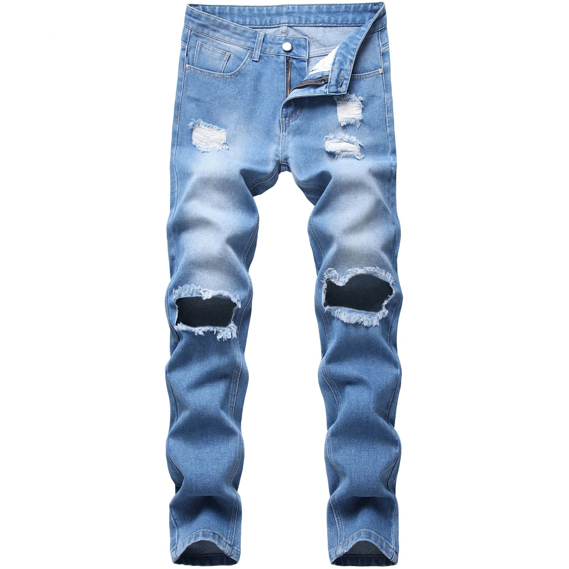 Men's Ripped Straight Leg Jeans