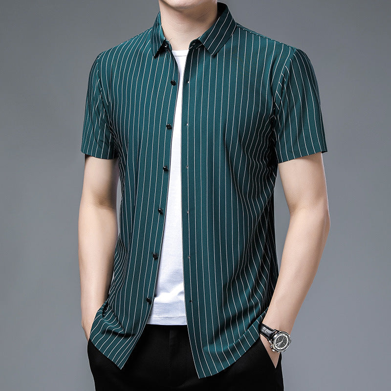 Middle-aged Short Sleeve Business Shirt With Lapel