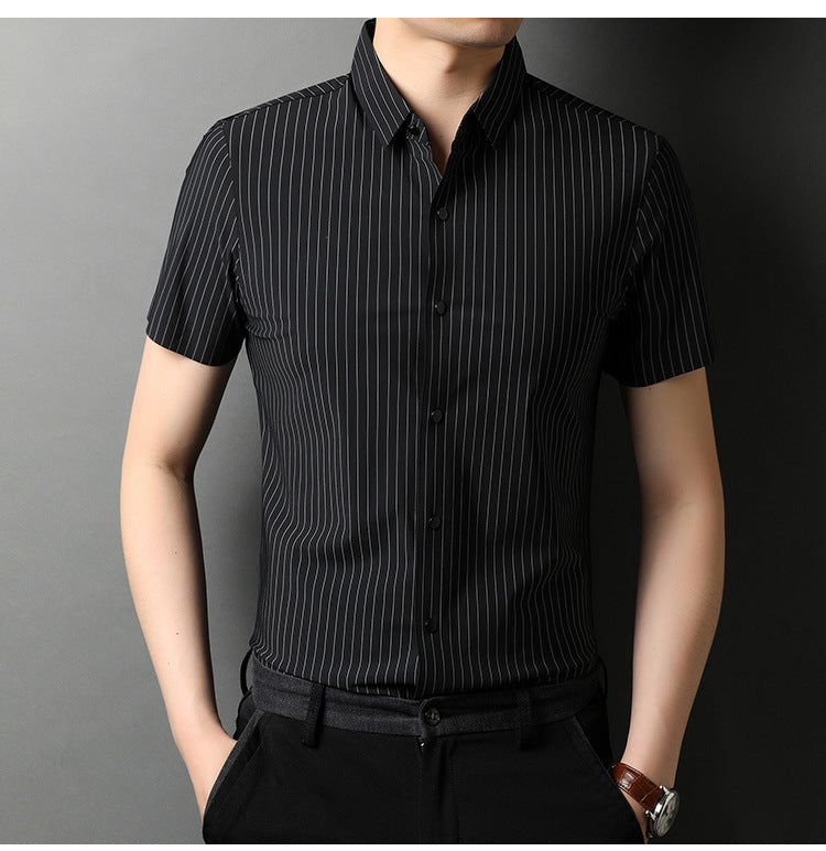 Middle-aged Short Sleeve Business Shirt With Lapel