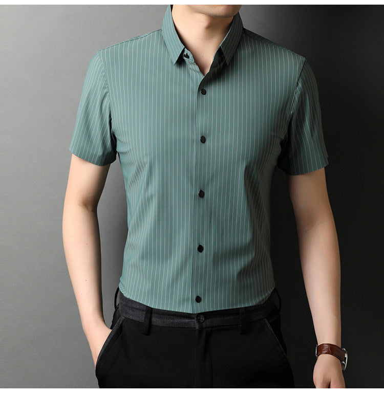 Middle-aged Short Sleeve Business Shirt With Lapel