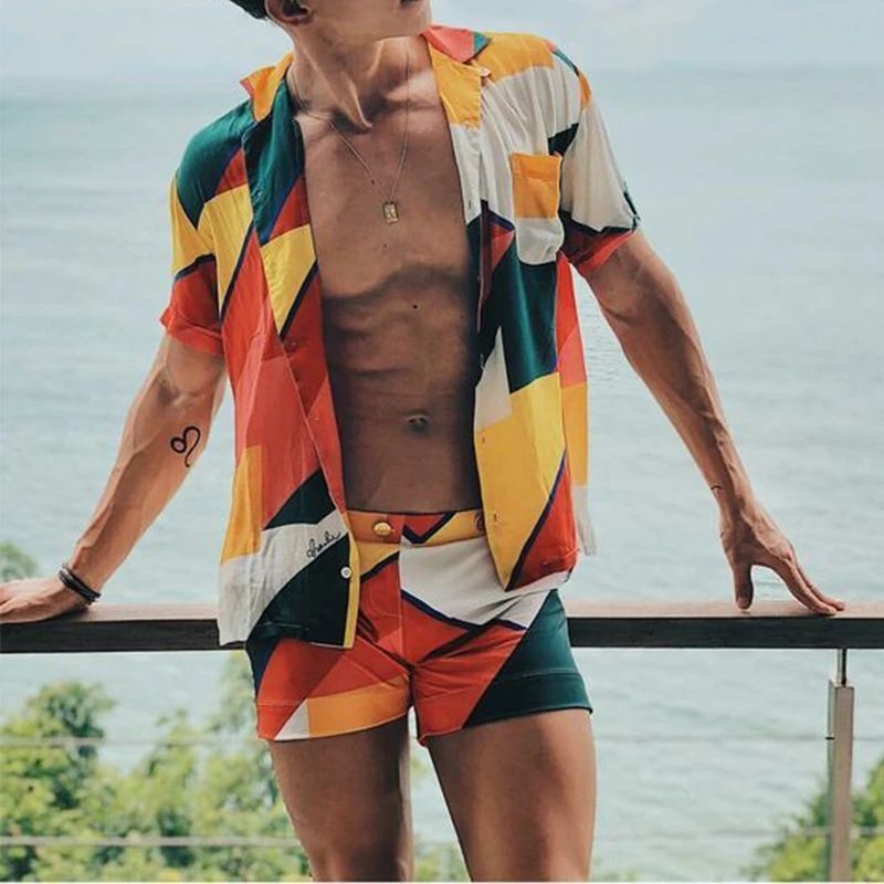 Men's Printing Hawaiian Summer Sets