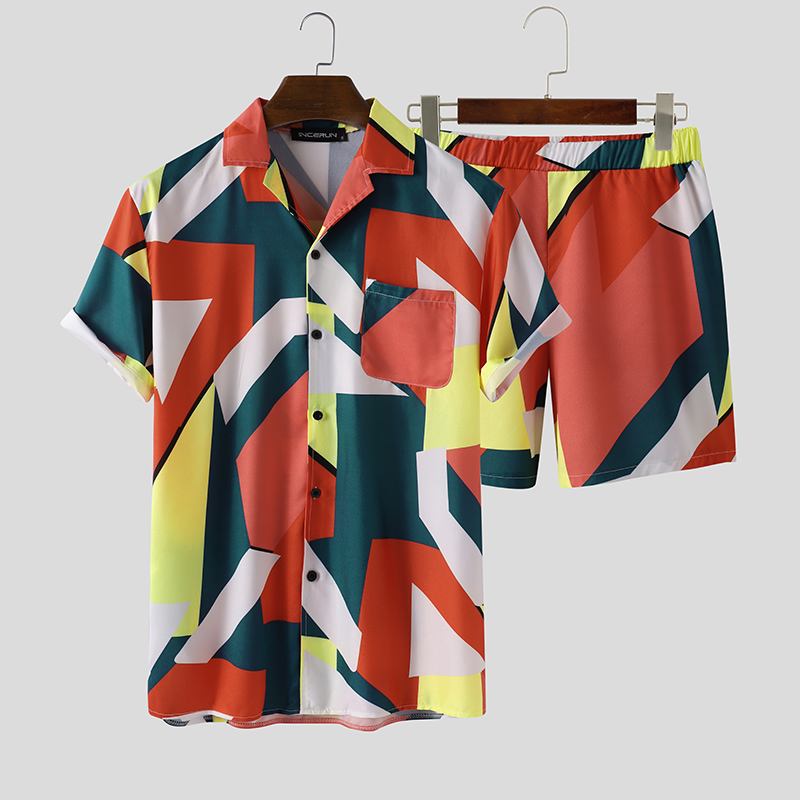 Men's Printing Hawaiian Summer Sets